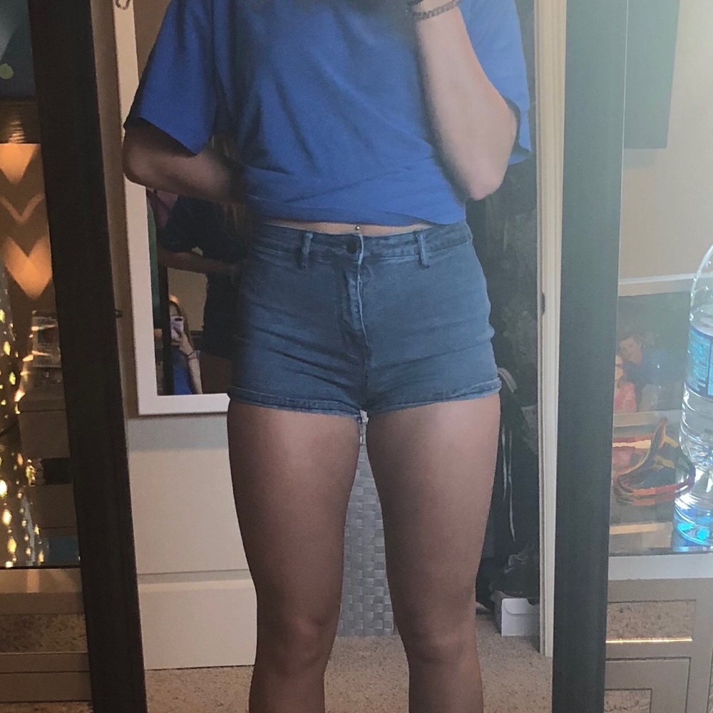 dark denim shorts